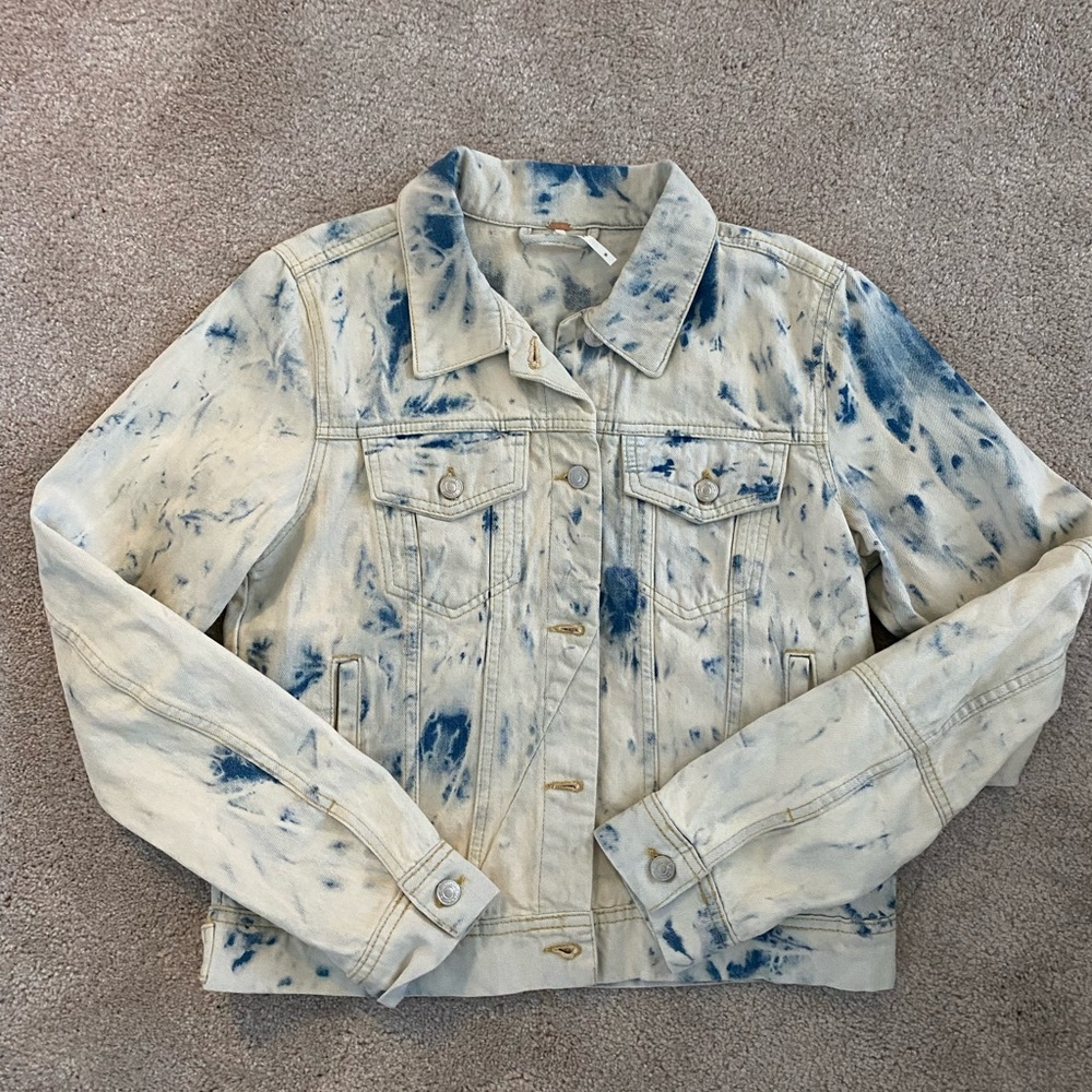 Free People Bleach Tie Dye Denim Jacket